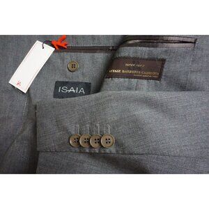 Isaia Napoli Solid Gray S120s Wool 2 Pc Suit Jacket Pants 36R NEW